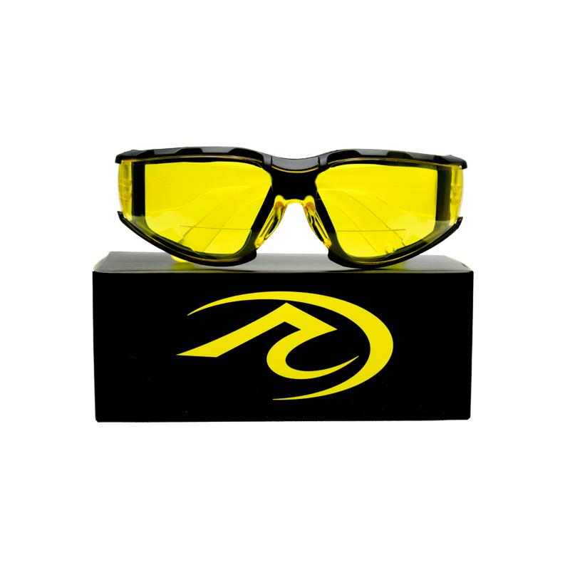 Octane Motorcycle Safety Glasses – Yellow Frame Combo Pack (1 Clear, 1 Smoke Lens)